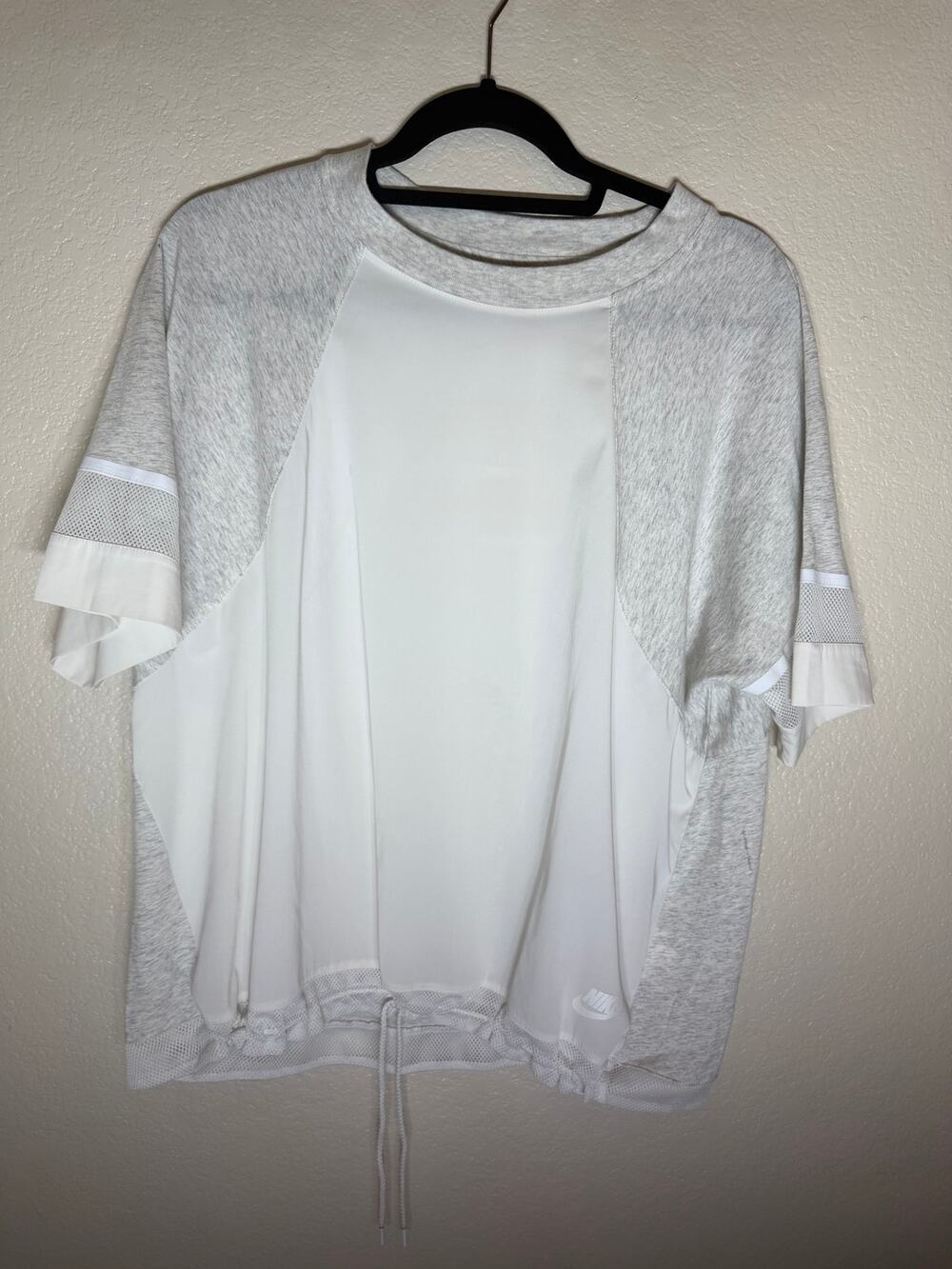 Nike Women's X: Gray/White Mesh Panel Short Sleeve Top